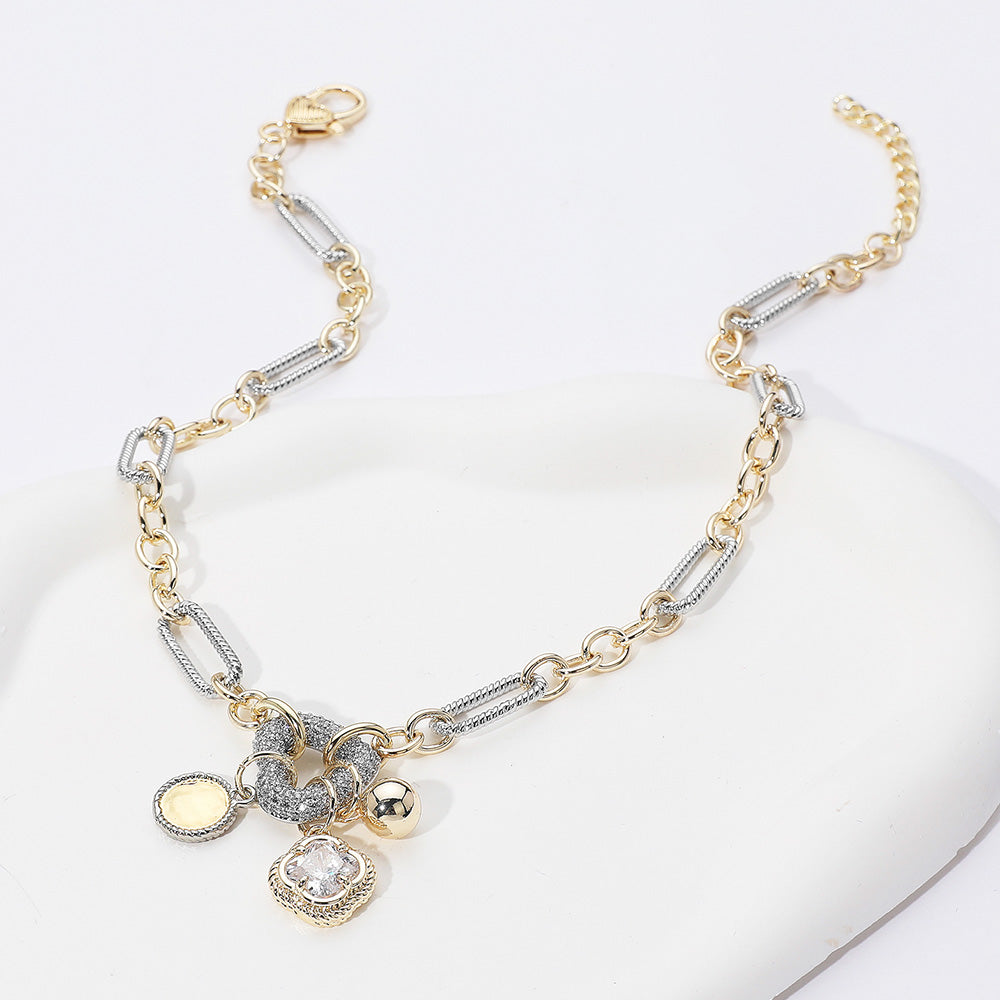 DYI Paved Heart Ring Disc Ball Quatrefoil Stone Cluster Charm Pendant Necklace