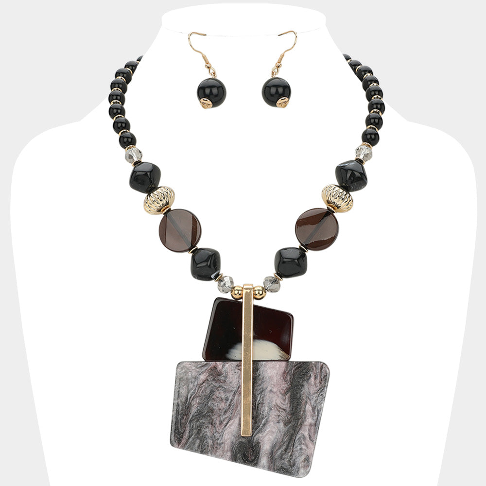 Bold Celluloid Acetate Abstract Statement Necklace