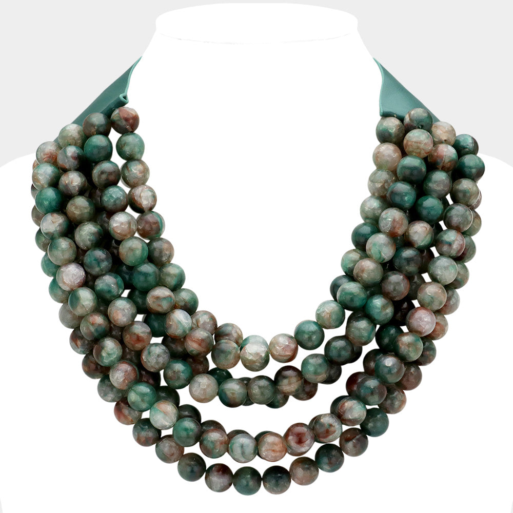 Faceted Beaded Multi Layered Magnetic Collar Necklace