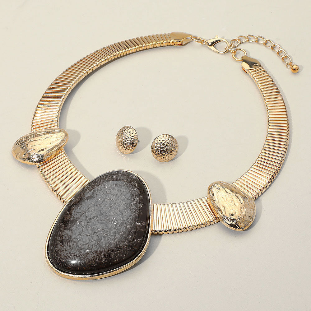 Bold Resin Stone Statement Necklace
