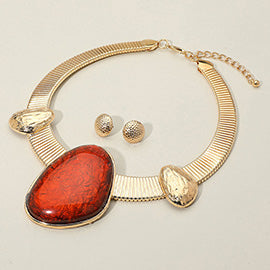 Bold Resin Stone Statement Necklace