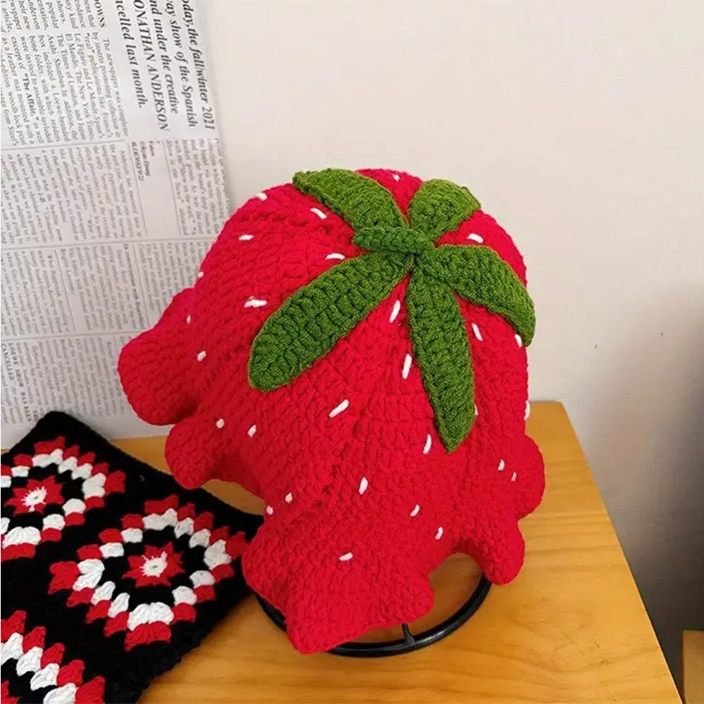 Crochet Strawberry Bucket Hat