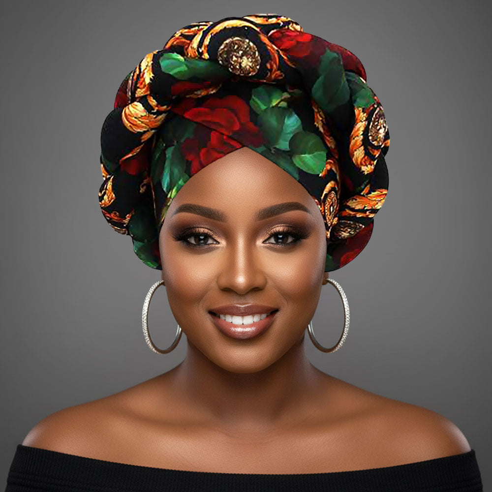 Bold Abstract Pattern Printed Turban Hair Wrap
