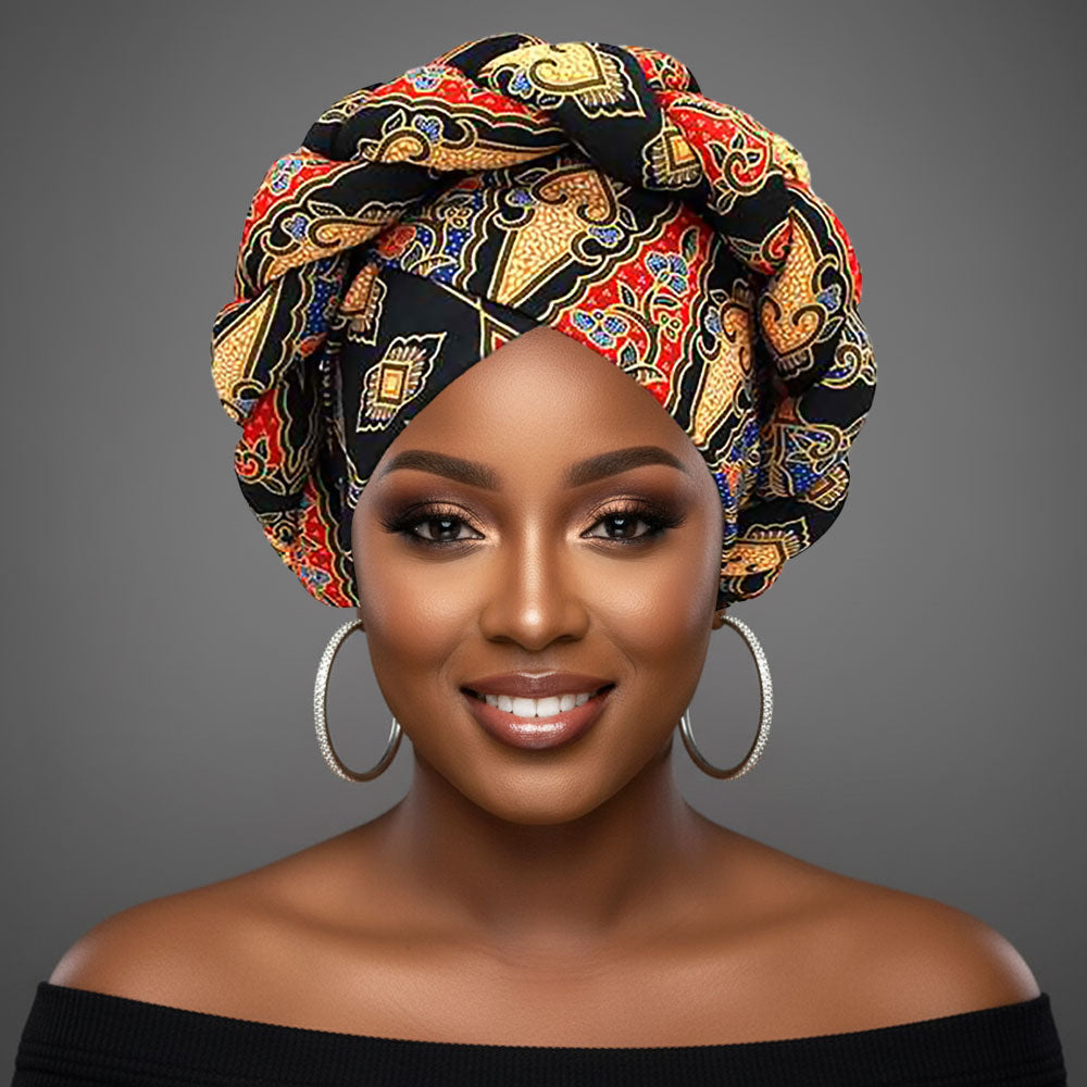 Bold Abstract Pattern Printed Turban Hair Wrap