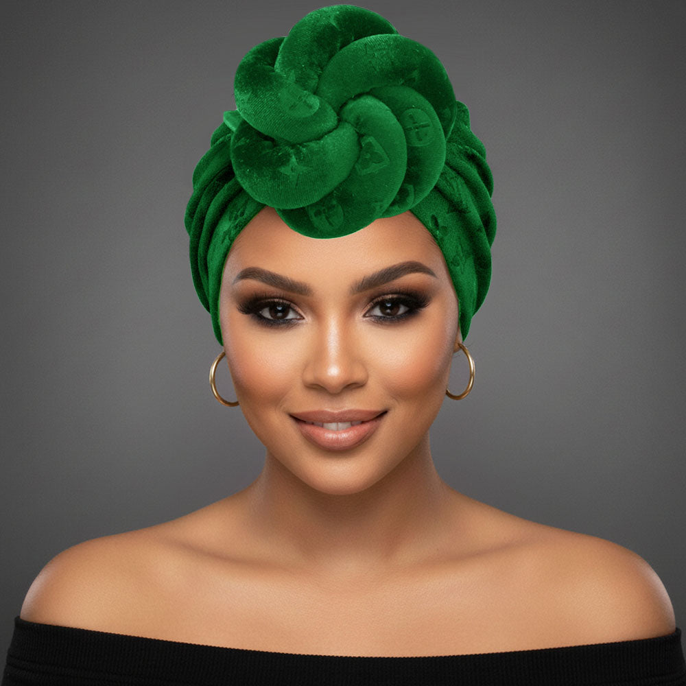 Sculpted Floral Knot Accent Turban Hair Wrap