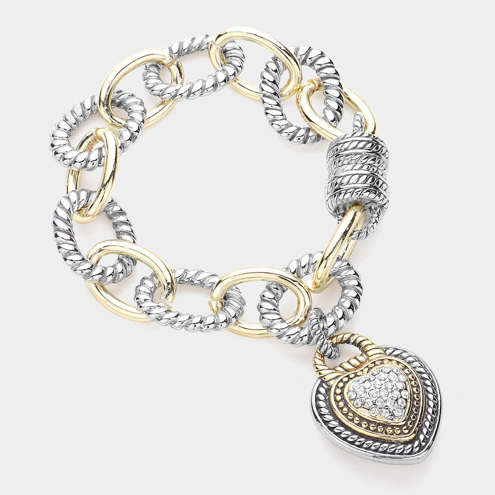 DYI Two Tone Chunky Chain Magnetic Bracelet