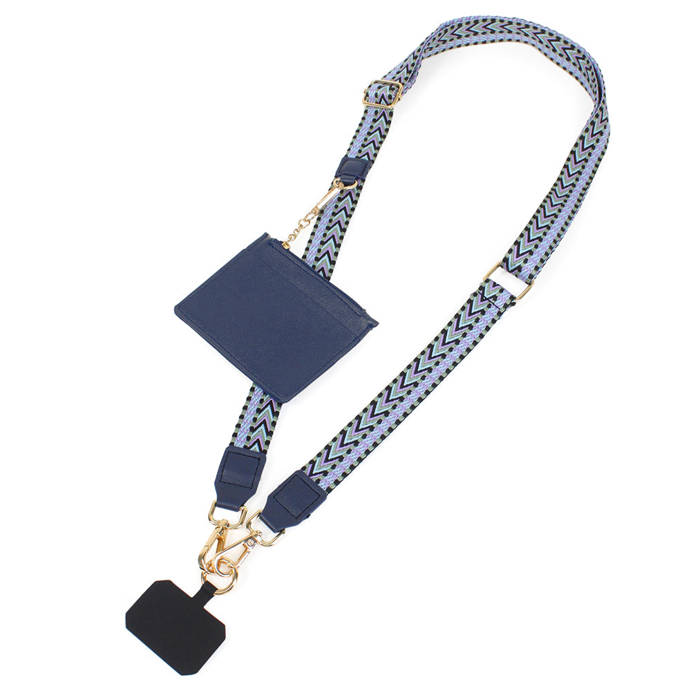 Chevron Clip and Go Carry Phone Strap with Pouch