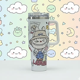 PREORDER Monster Bunny Character Printed 40oz Stainless Steel Tumbler with Handle