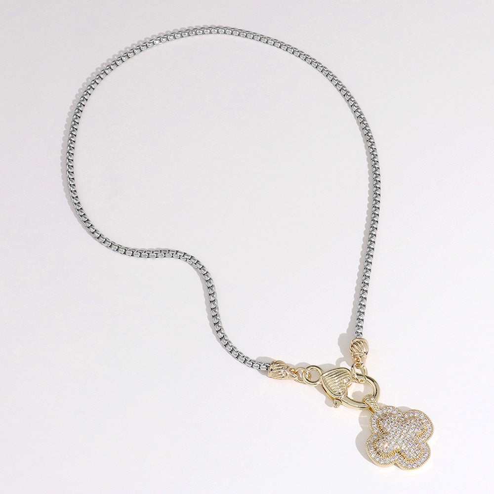 DYI Paved Quatrefoil Pendant Necklace