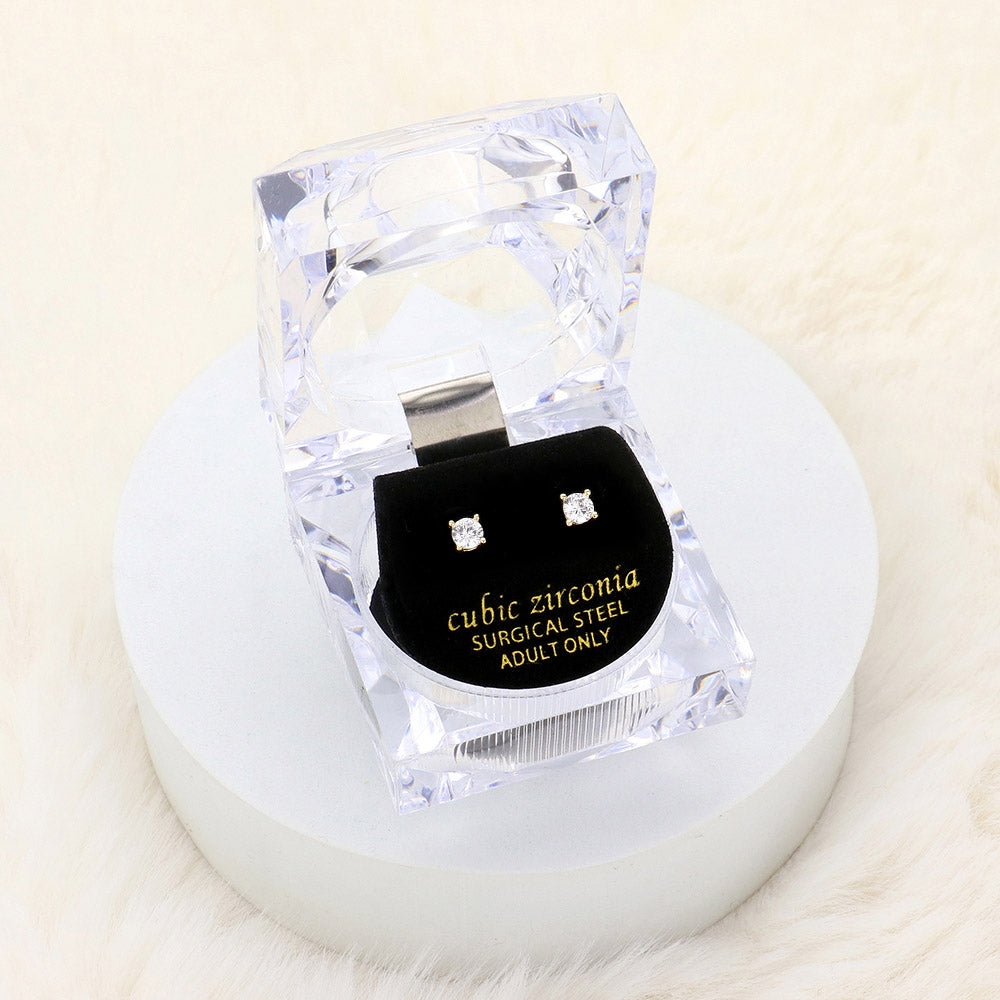 4mm Stud Earrings with Clear Box