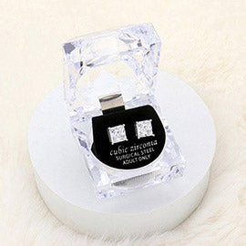 8mm Stud Earrings with Clear Box