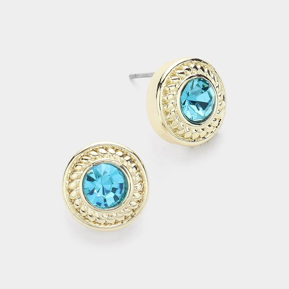 DYI Stone Paved Round Stud Earrings