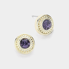 DYI Stone Paved Round Stud Earrings