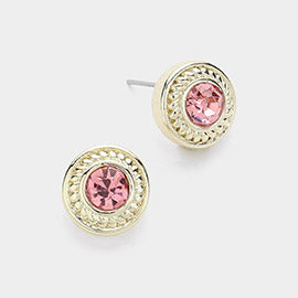 DYI Stone Paved Round Stud Earrings