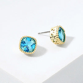 DYI 14K Gold Plated Square CZ Stone Stud Earrings
