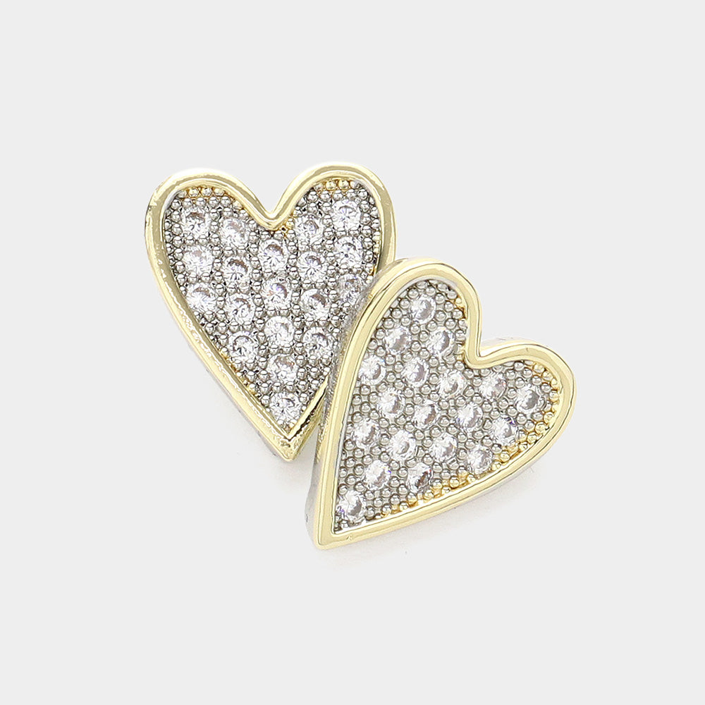 DYI Paved Heart Stud Earrings
