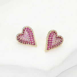 DYI CZ Stone Paved Heart Pointed Cuff Bracelet & Earring Set