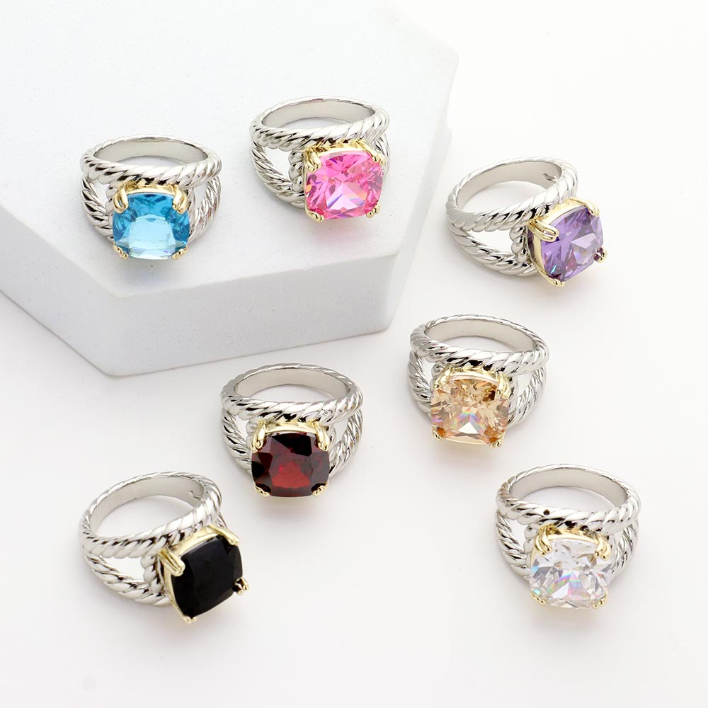 DYI Cushion Cut Accented Twisted Rope Ring
