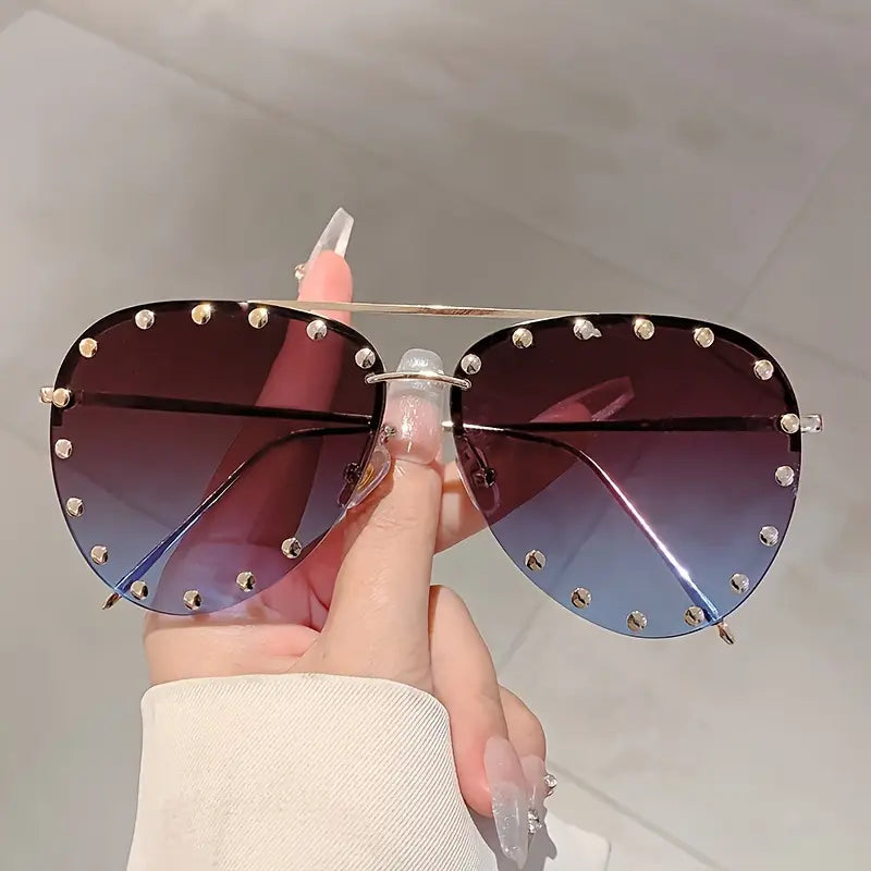 Studded Aviator Sunglasses