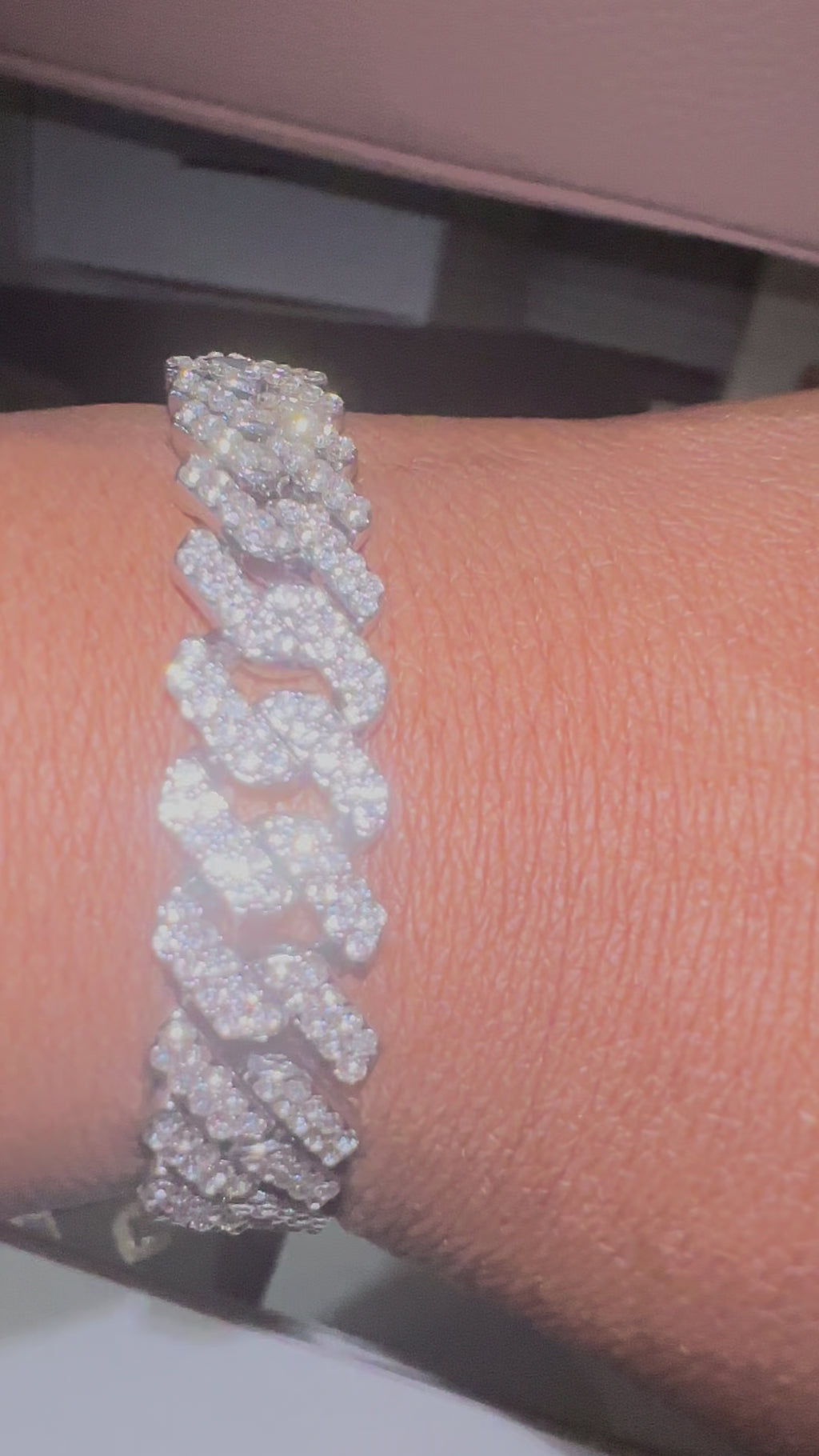 9.7 CTW Moissanite Cuban Bracelet, 38 Grams, 8MM